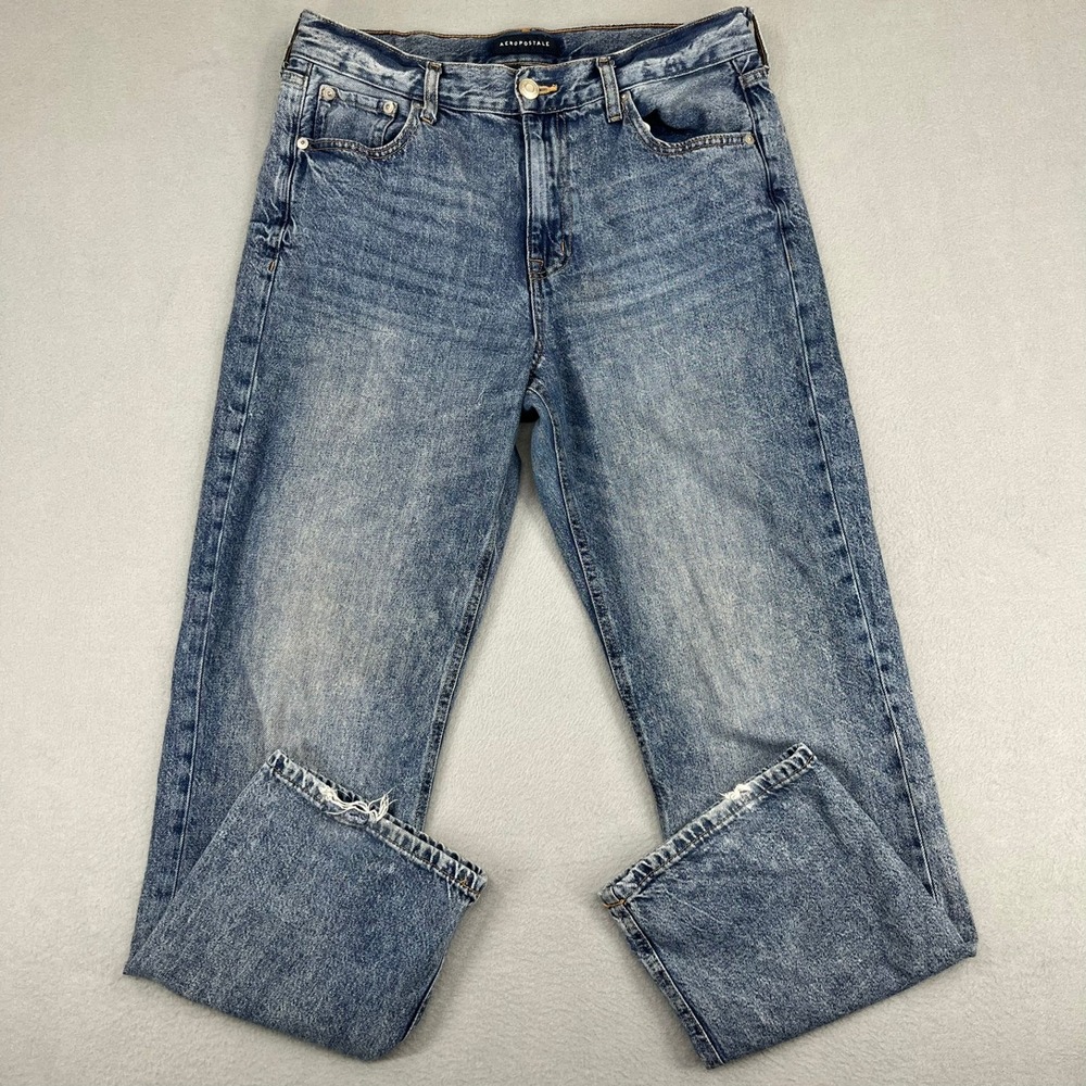 Aeropostale 90s Baggy Jeans Womens 8 Reg Medium Wash High Waisted Denim Blue